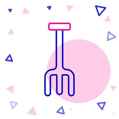 Çizgi Bahçesi tırmık simgesi beyaz arkaplanda izole edildi. Bahçecilik, tarım, çiftçilik aleti. Toprak işçisi. Temizlik ekipmanları. Renkli taslak konsepti. Vektör