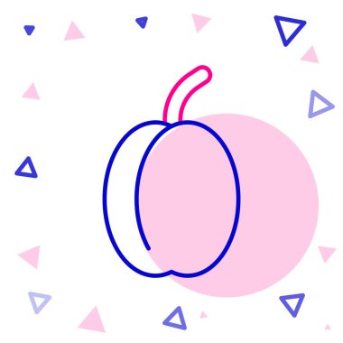 Beyaz arkaplanda Plum meyvesi simgesi izole edildi. Renkli taslak konsepti. Vektör