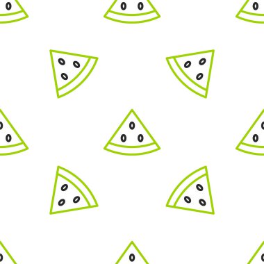 Çizgi karpuz simgesi beyaz arkaplandaki kusursuz deseni izole etti. Vektör