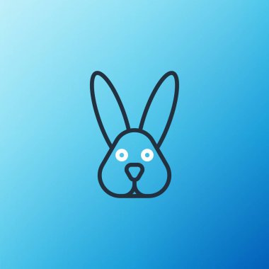 Mavi arka planda izole edilmiş tavşan ikonu ile hayvanlara zulüm yok. Renkli taslak konsepti. Vektör
