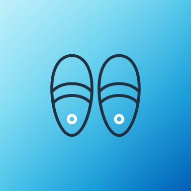 Çizgi Terliği simgesi mavi arkaplanda izole edildi. Parmak arası terlik işareti. Renkli taslak konsepti. Vektör