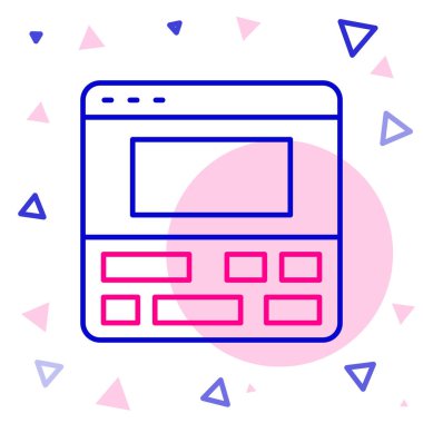 Çizgi Video kaydedici ya da dizüstü bilgisayar simgesindeki düzenleyici yazılımı beyaz arkaplanda izole edildi. Dizüstü bilgisayarda video düzenleme. Renkli taslak konsepti. Vektör