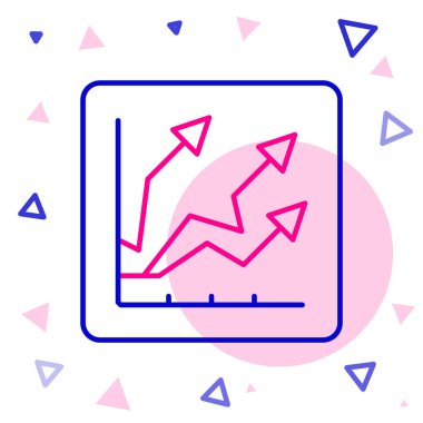 Çizgi Finansal Büyüme Simgesi beyaz arka planda izole edildi. Gelirleri arttırıyorum. Renkli taslak konsepti. Vektör