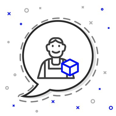 Çizgi grafik tasarımcısı simgesi beyaz arkaplanda izole edildi. Renkli taslak konsepti. Vektör