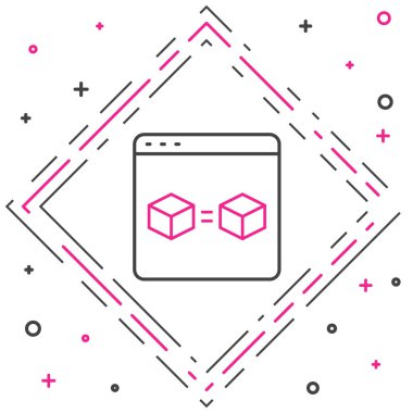 Satır 3D yazıcı mükemmel kopyalama simgesi beyaz arkaplanda izole edildi. 3D baskı. Renkli taslak konsepti. Vektör