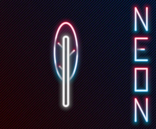Glödande Neon Linje Feather Penna Ikon Isolerad Svart Bakgrund Färgstarkt — Stock vektor