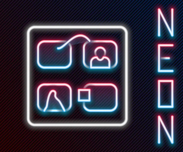Glödande Neon Line Storyboard Filmmall För Film Skapande Ikon Isolerad — Stock vektor