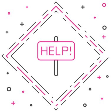 Çizgi Yardım simgesi beyaz arkaplanda izole edildi. Renkli taslak konsepti. Vektör