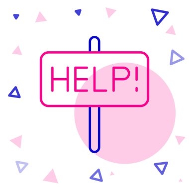 Çizgi Yardım simgesi beyaz arkaplanda izole edildi. Renkli taslak konsepti. Vektör