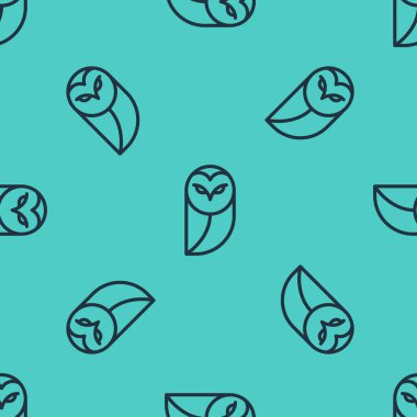 Siyah çizgi baykuş simgesi yeşil arka planda izole edilmiş pürüzsüz desen. Hayvan sembolü. Vektör.