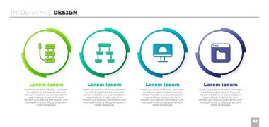 Sunucu, Hiyerarşi organizogram şeması, Bulut teknolojisi veri transferi ve Tarayıcı dosyalarını ayarla. Ticari bilgi şablonu. Vektör