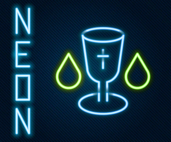 Glowing Neon Line Christian Chalice Icon Isolated Black Background Ikon - Stok Vektor