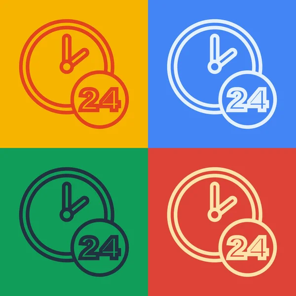 Pop Art Línea Reloj Horas Icono Aislado Fondo Color Todo — Vector de stock