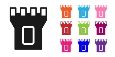 Beyaz arka planda Kara Kale ikonu izole edildi. Kale işareti. Simgeleri renklendirin. Vektör.