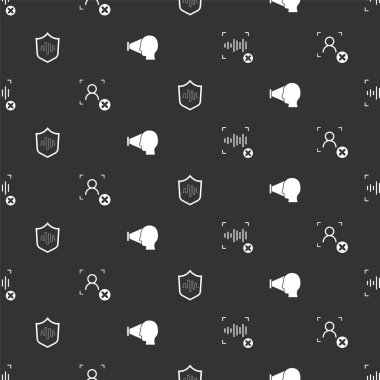 Reddedilme ses tanıma sistemini, yüzü, kalkanı ve yüzü kusursuz şekilde ayarla. Vektör.