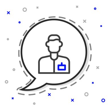 Çizgi analiz mühendisi simgesi beyaz arkaplanda izole edildi. Renkli taslak konsepti. Vektör