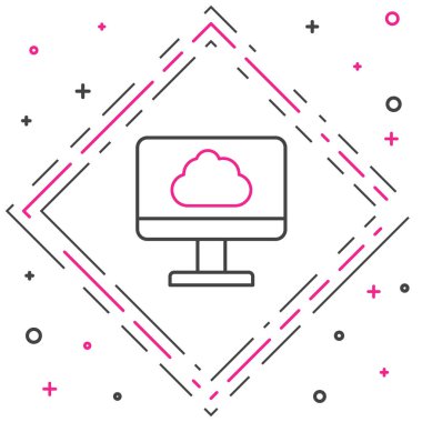 Hat Bulut teknolojisi veri transferi ve depolama simgesi beyaz arkaplanda izole edildi. Renkli taslak konsepti. Vektör