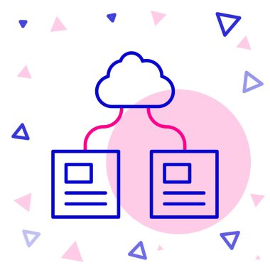 Hat Bulut teknolojisi veri transferi ve depolama simgesi beyaz arkaplanda izole edildi. Renkli taslak konsepti. Vektör