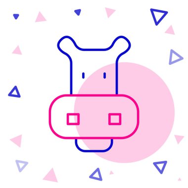 Hippo ya da Hippopotam çizgisi simgesi beyaz arkaplanda izole edildi. Hayvan sembolü. Renkli taslak konsepti. Vektör