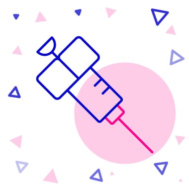 Beyaz arkaplanda çizgi şırıngası simgesi izole edildi. Aşı için şırınga, aşı, iğne, grip aşısı. Tıbbi ekipman. Renkli taslak konsepti. Vektör