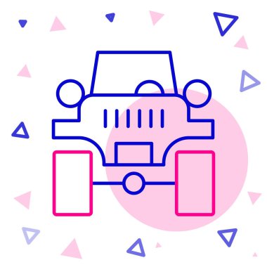 Line Off Road Car simgesi beyaz arkaplanda izole edildi. Cip işareti. Renkli taslak konsepti. Vektör