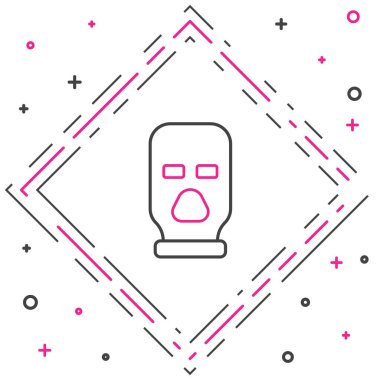 Kar maskesi simgesi beyaz arkaplanda izole edildi. Kış sporları için bir parça kıyafet ya da bir suçlu ya da hırsız için bir maske. Renkli taslak konsepti. Vektör