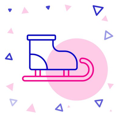 Çizgi Pateni simgesi beyaz arkaplanda izole edildi. Buz pateni ayakkabısı ikonu. Kılıçlı spor botlar. Renkli taslak konsepti. Vektör