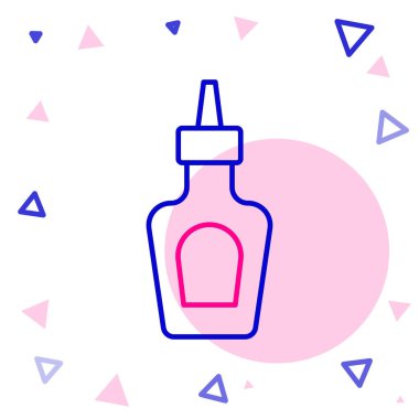 Çizgi sos şişesi simgesi beyaz arkaplanda izole edilmiş. Ketçap, hardal ve fast food için soslu mayonez şişeleri. Renkli taslak konsepti. Vektör