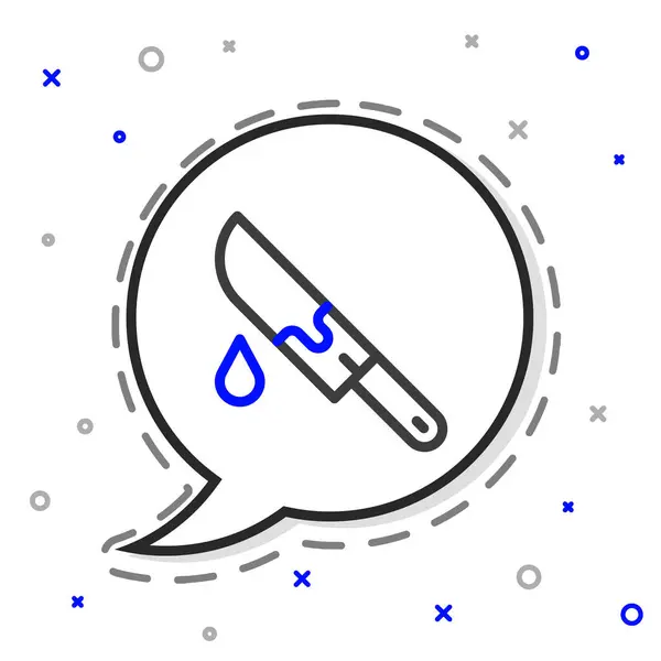 Línea Icono sangriento cuchillo aislado sobre fondo blanco. Concepto de esquema colorido. Vector — Archivo Imágenes Vectoriales