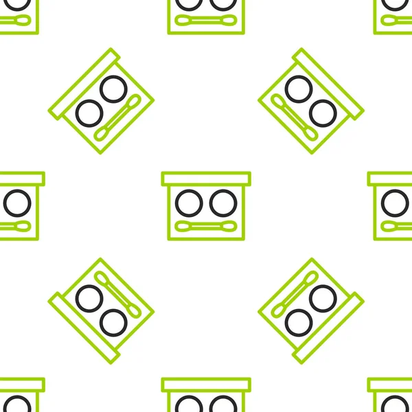 Line Eye schaduw palet met borstel pictogram geïsoleerd naadloos patroon op witte achtergrond. Vector — Stockvector