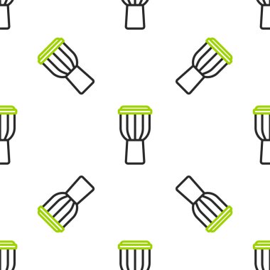 Çizgi Davul simgesi beyaz arkaplanda kusursuz desen izole etti. Müzik işareti. Müzik aleti sembolü. Vektör