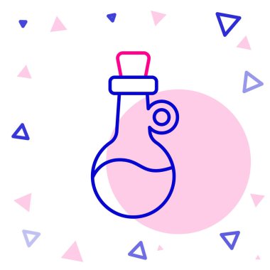 Beyaz arka planda izole edilmiş zeytin yağı ikonu çizgisi. Zeytinyağı ikonlu sürahi. Renkli taslak konsepti. Vektör