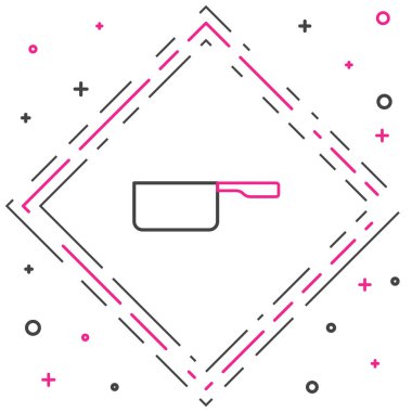 Beyaz arkaplanda çizgi tenceresi simgesi izole edildi. Ot pişiriyorum. Haşlama ya da güveç besin sembolü. Renkli taslak konsepti. Vektör