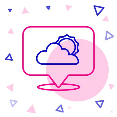 Çizgi Konumu Bulut simgesi beyaz arkaplanda izole edildi. Renkli taslak konsepti. Vektör