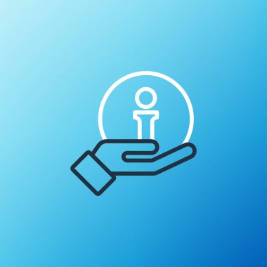 Satır Bilgisi simgesi mavi arkaplanda izole edildi. Renkli taslak konsepti. Vektör