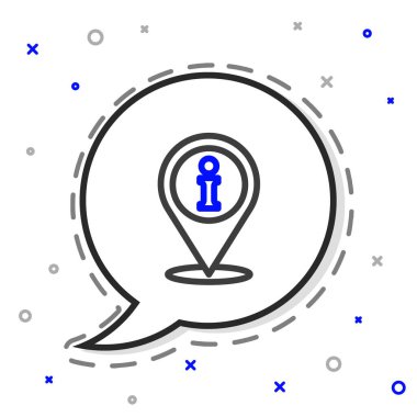 Bilgi simgesine sahip satır konumu beyaz arkaplanda izole edildi. Renkli taslak konsepti. Vektör