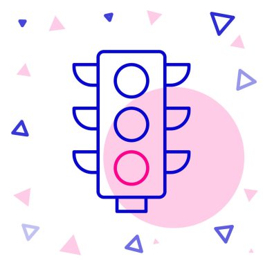 Beyaz arkaplanda çizgi trafik ışığı simgesi izole edildi. Renkli taslak konsepti. Vektör