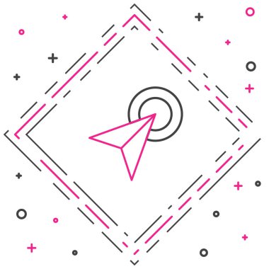 Şehir haritası gezinme simgesinin çizgi bilgileri beyaz arkaplanda izole edildi. Arayüz tasarımı. Yer belirleme konsepti. Renkli taslak konsepti. Vektör