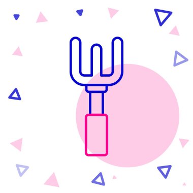 Çizgi Bahçesi tırmık simgesi beyaz arkaplanda izole edildi. Bahçecilik, tarım, çiftçilik aleti. Toprak işçisi. Temizlik ekipmanları. Renkli taslak konsepti. Vektör