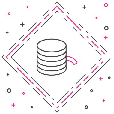 3B yazdırma simgesi için Hat Plastik ipliği beyaz arkaplanda izole edildi. Renkli taslak konsepti. Vektör