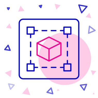 Çizgi Geometrik şekil küp simgesi beyaz arkaplanda izole edildi. Soyut şekil. Geometrik süs. Renkli taslak konsepti. Vektör