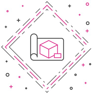 Mühendislik simgesi için çizgi çizelgesi kağıdı beyaz arkaplanda izole edildi. Renkli taslak konsepti. Vektör