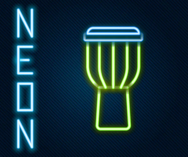 Leuchtendes Neon Line Drum Symbol isoliert auf schwarzem Hintergrund. Musikzeichen. Symbol für Musikinstrumente. Buntes Rahmenkonzept. Vektor — Stockvektor