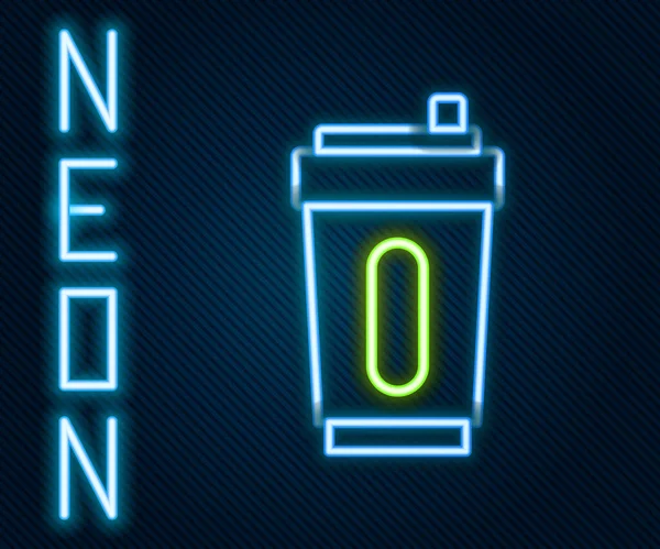 Bottiglia luminosa al neon linea Sport con icona acqua isolata su sfondo nero. Concetto di contorno colorato. Vettore — Vettoriale Stock