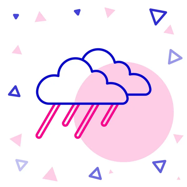 Beyaz arka planda izole edilmiş yağmur ikonlu çizgi bulutu. Yağmur damlaları ile yağmur bulutu yağışı. Renkli taslak konsepti. Vektör — Stok Vektör