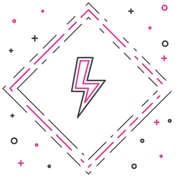 Line Lightning bolt Symbol isoliert auf weißem Hintergrund. Blinkzeichen. Laden Sie Flash-Symbol. Blitzschlag. Blitzschlag. Buntes Rahmenkonzept. Vektor — Stockvektor
