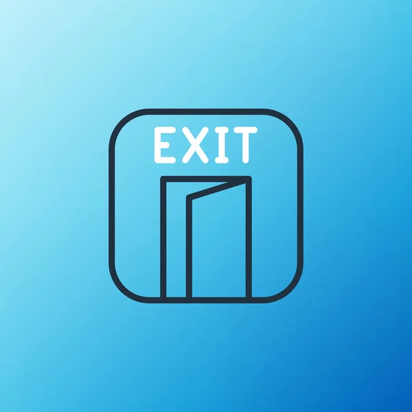 Line Fire exit ikon elszigetelt kék háttérrel. Tűzriadó ikon. Színes vázlat koncepció. Vektor — Stock Vector