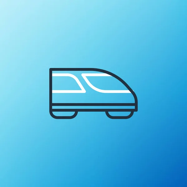 Traťová ikona vysokorychlostního vlaku izolovaná na modrém pozadí. Železniční doprava a železniční cestovní ruch. Metro nebo metro zefektivnil rychlou vlakovou dopravu. Barevný koncept. Vektor — Stockový vektor