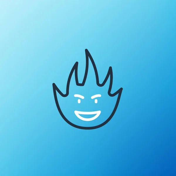 Line Fire vlam pictogram geïsoleerd op blauwe achtergrond. Kleurrijk concept. Vector — Stockvector