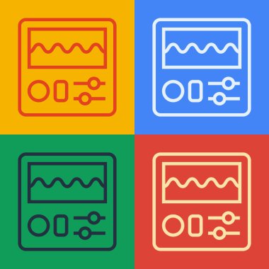 Pop Art Line Davul Makinesi simgesi renk arkaplanında izole edildi. Müzik aletleri. Vektör